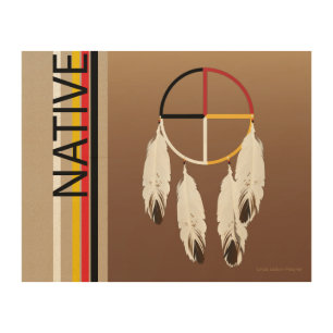 Wood Art with Medicine Wheel and "Native"