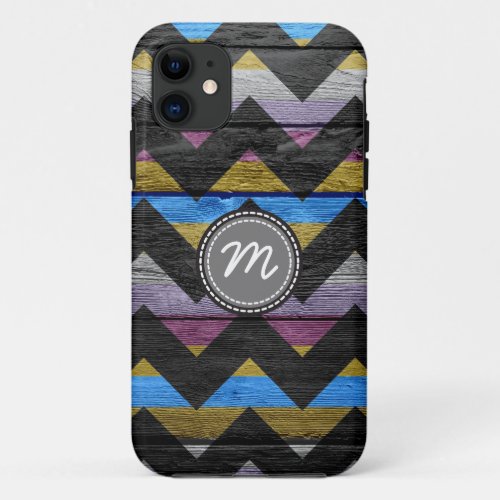 Wood aztec chevron pattern 2 iPhone 11 case