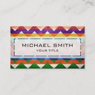 Wood aztec chevron pattern #7 business card