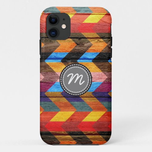 Wood aztec chevron pattern 7 iPhone 11 case