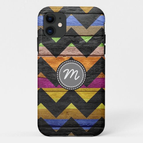 Wood aztec chevron pattern 8 iPhone 11 case