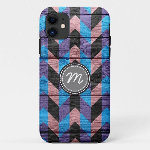 Wood aztec chevron pattern iPhone 11 case