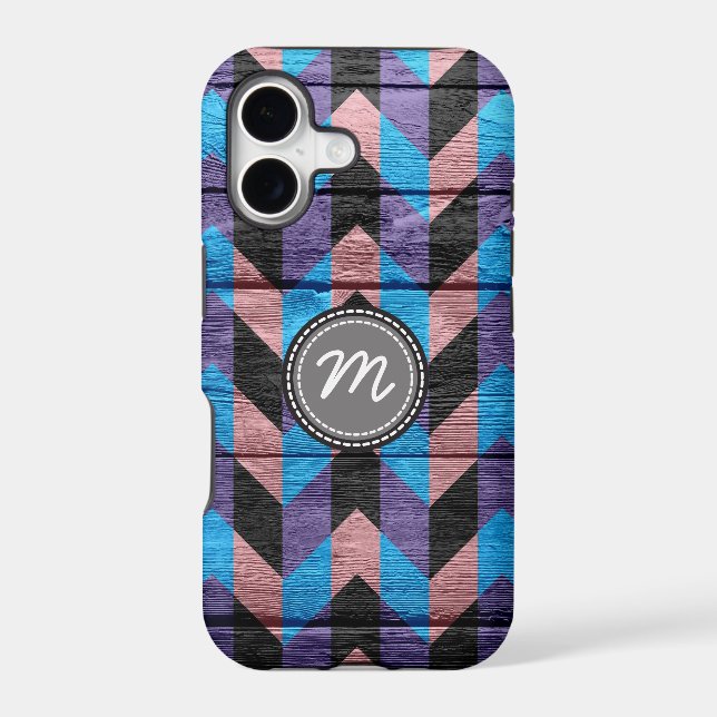 Wood aztec chevron pattern iphone case (Back)