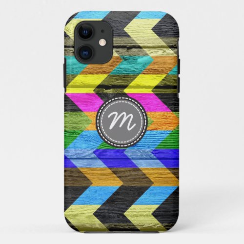 Wood aztec chevron zig zag pattern 2 iPhone 11 case