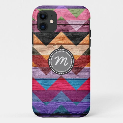 Wood aztec chevron zig zag pattern 7 iPhone 11 case