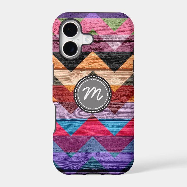 Wood aztec chevron zig zag pattern #7 iphone case (Back)