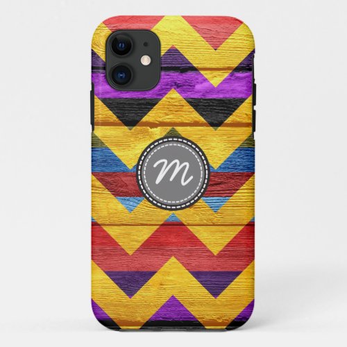 Wood aztec chevron zig zag pattern 9 iPhone 11 case