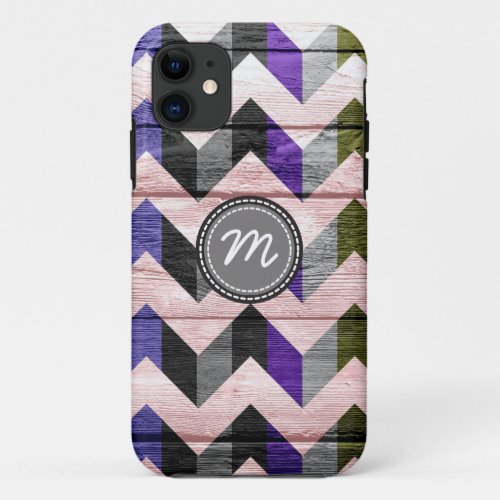 Wood aztec chevron zigzag pattern 2 iPhone 11 case