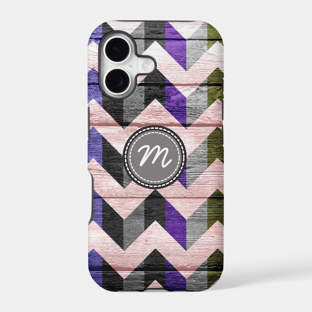 Wood aztec chevron zigzag pattern #2 iphone case (Back)