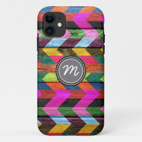 Wood aztec chevron zigzag pattern 4 iPhone 11 case