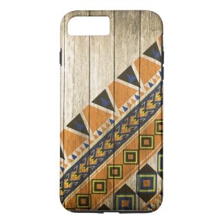 Wood Aztec Pattern Orange iPhone 7 Plus Case