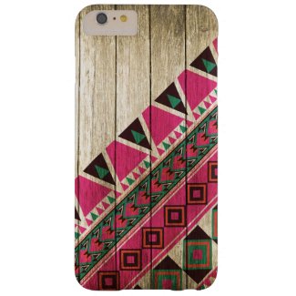 Wood Aztec Pattern Pink Barely There iPhone 6 Plus Case