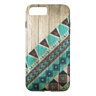 Wood Aztec Pattern Turquoise iPhone 7 Plus Case