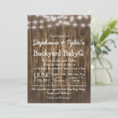 Wood BabyQ Backyard BBQ Bash Rustic Baby Shower Invitation (Standing Front)