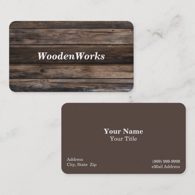 Wood Background Business Card (Front/Back)