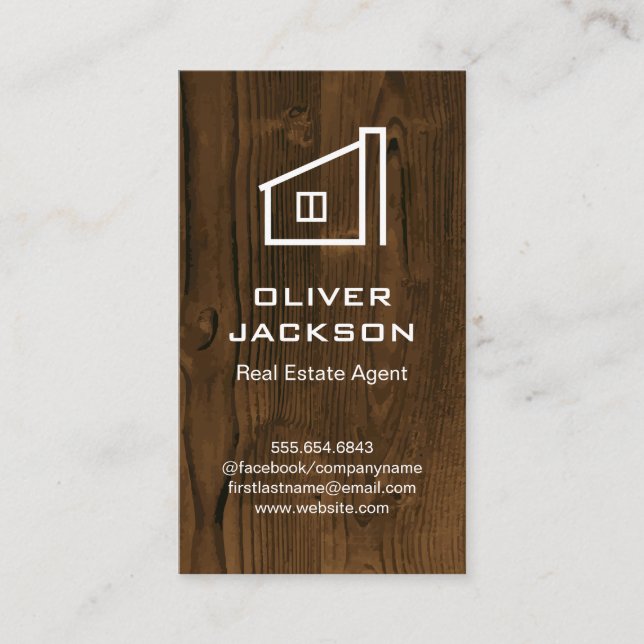 Wood Background Business Card (Front)