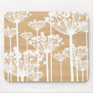 Wood background flowers girly floral pattern chic mouse pad