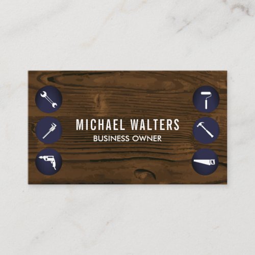 Wood Background  Hardware Tools Business Card
