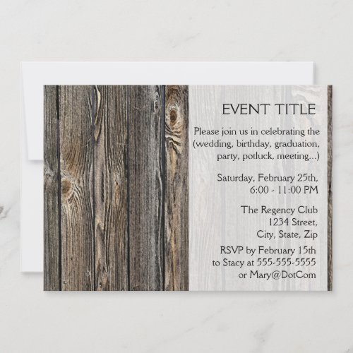 Wood Background Invitation