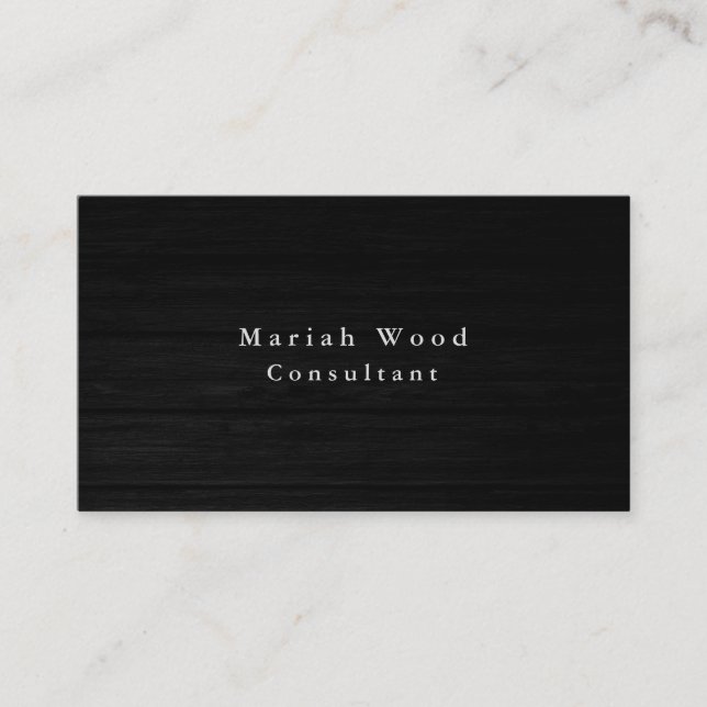 Wood Background Professional Grey White Modern Business Card (Front)