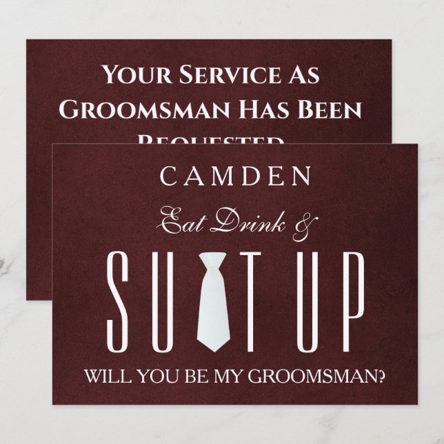 Wood Background Suitup Will you be my groomsman In Invitation (Front/Back)
