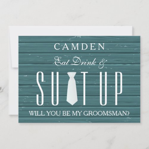 Wood Background Suitup Will you be my groomsman In Invitation