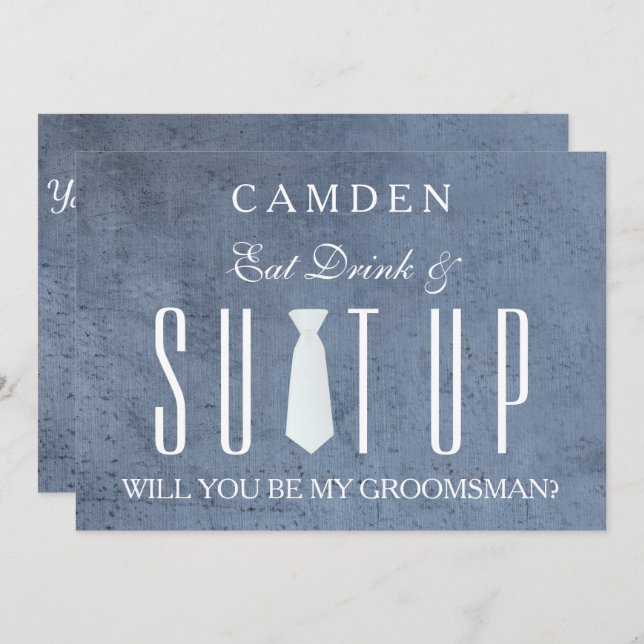 Wood Background Suitup Will you be my groomsman Invitation (Front/Back)