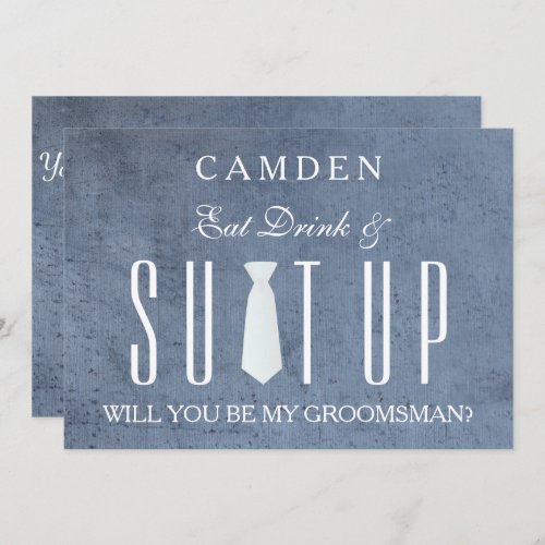 Wood Background Suitup Will you be my groomsman Invitation