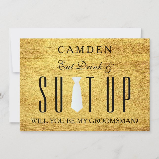 Wood Background Suitup Will you be my groomsman Invitation (Front)