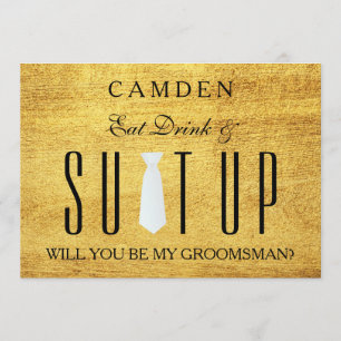 Wood Background Suitup Will you be my groomsman Invitation