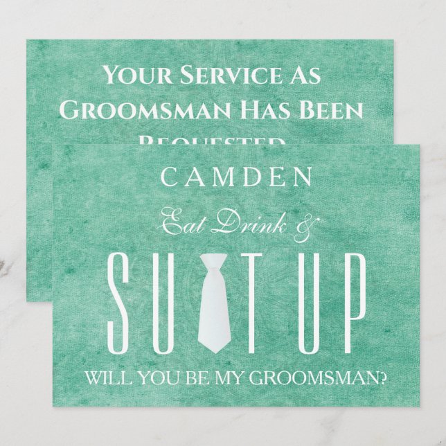 Wood Background Suitup Will you be my groomsman Invitation (Front/Back)
