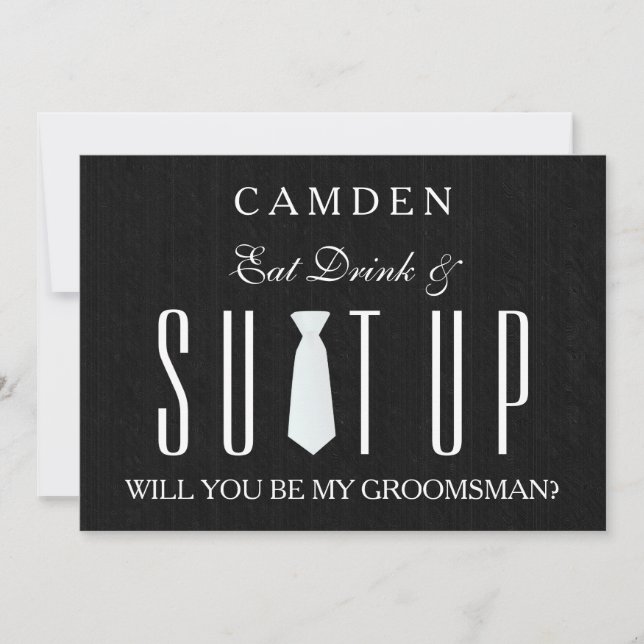Wood Background Suitup Will you be my groomsman Invitation (Front)