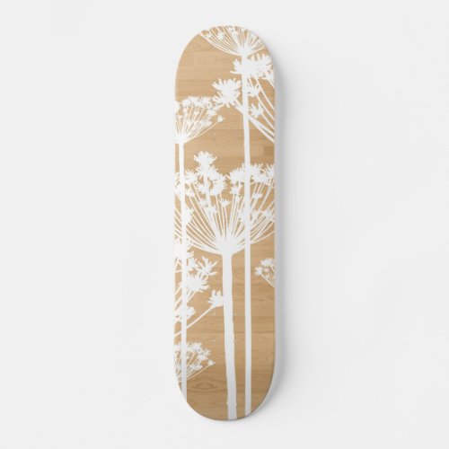 Wood background wish flowers girly floral pattern skateboard