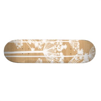 Wood Background Wish Flowers Girly Floral Pattern Skateboard by iBella at Zazzle