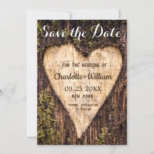 Wood Bark Heart Rustic Wedding Save The Date