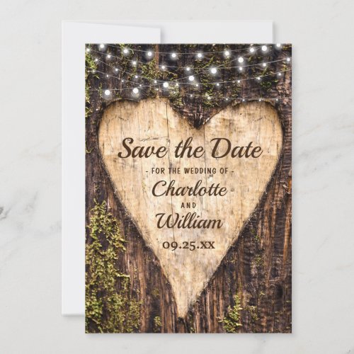 Wood Bark Heart Rustic Wedding Save The Date