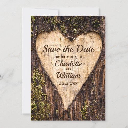 Wood Bark Heart Rustic Wedding Save The Date
