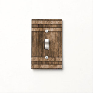 Wood Barrel Background - Brown Light Switch Cover