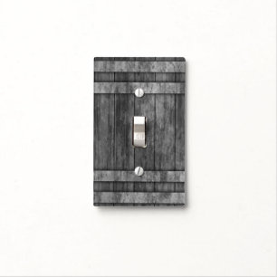 Wood Barrel Background - Gray Light Switch Cover
