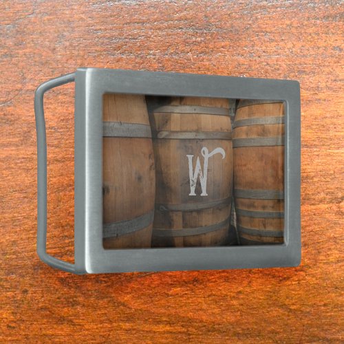 Wood Barrel Kegs Monogrammed Photographic Belt Buckle