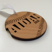 Wood Baseball Ornament for Christmas Team Gifts (Bottom Side)