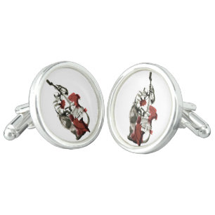 Wood bass player cufflinks
