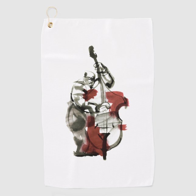 Wood bass player golf towel (Front)