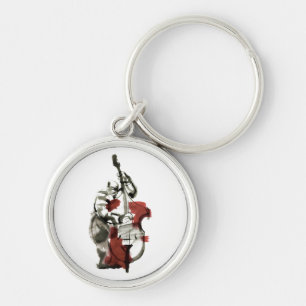 Wood bass player keychain