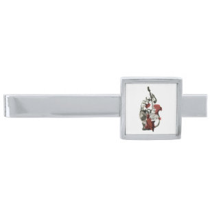 Wood bass player silver finish tie bar