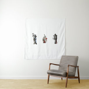 Wood bass player tapestry