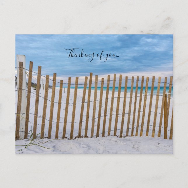 Wood Beach Fence Sunrise Destin Thinking Postcard (Front)
