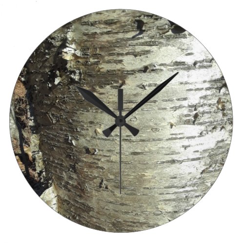 Wood Birchbark Large Clock