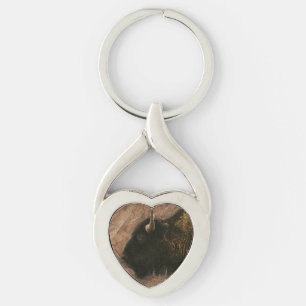 Wood Bison Buffalo Keychain