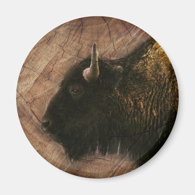 Wood Bison Buffalo Magnet (Front)